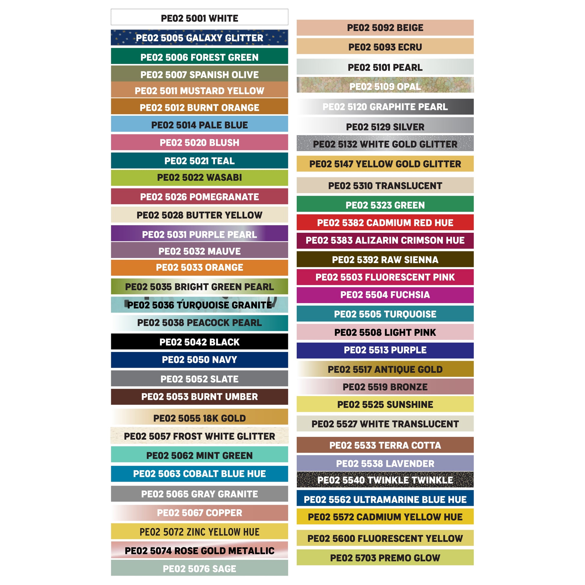 Official Sculpey Premo color chart