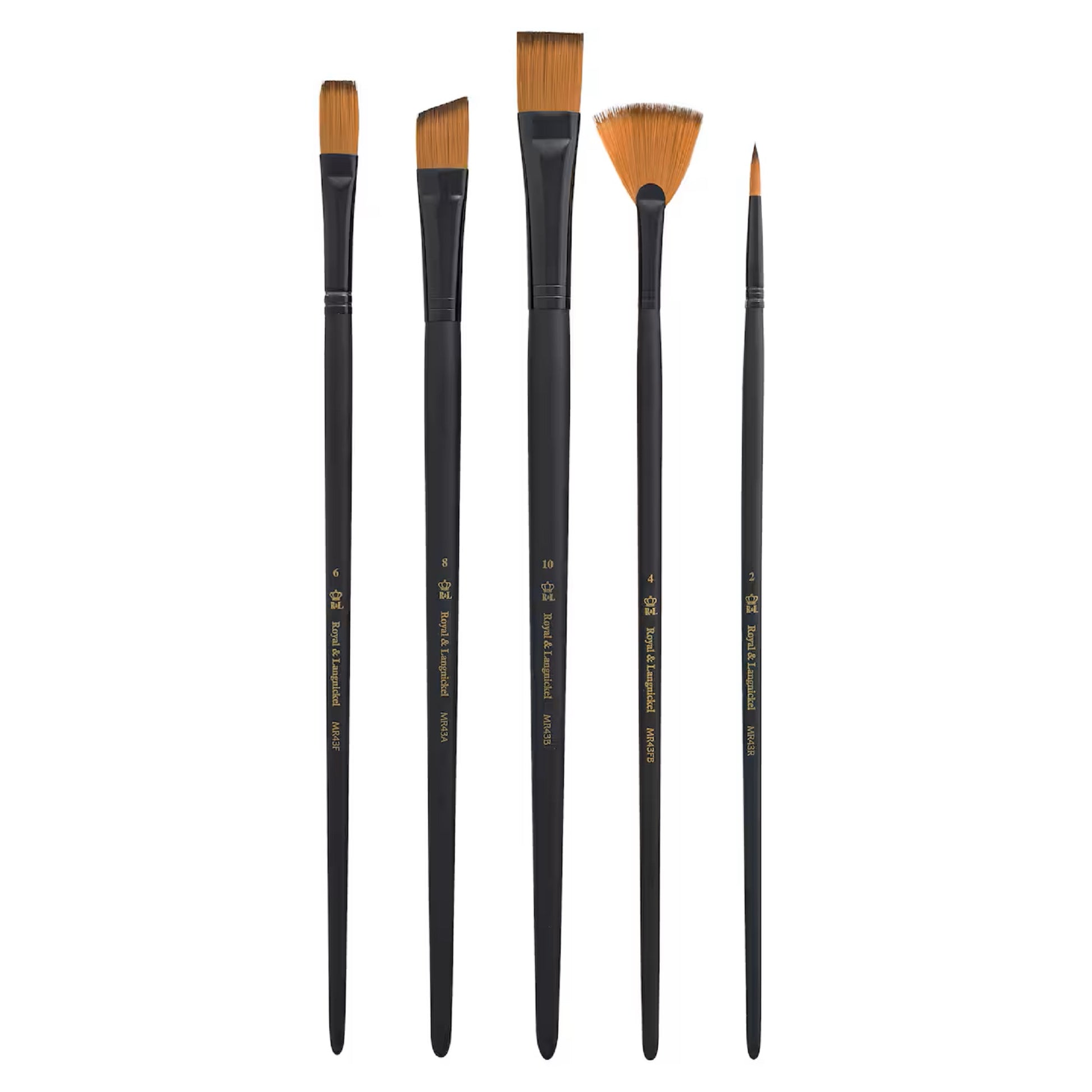 Royal & Langnickel Essentials  Acrylic Gold Taklon 5 Piece Brush Set