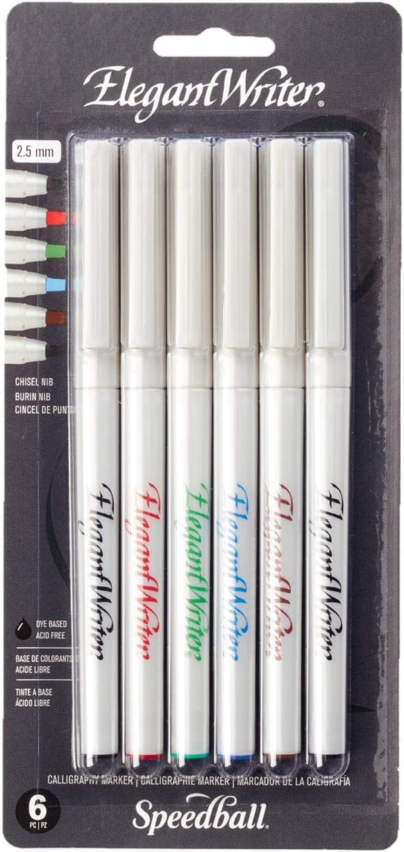 Speedball 2882 Elegant Writer 6 Medium Calligraphy Markers Set, Assorted Colors