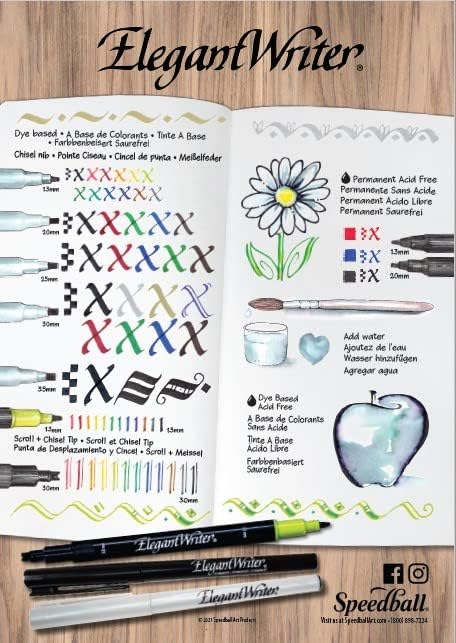 Speedball 2882 Elegant Writer 6 Medium Calligraphy Markers Set, Assorted Colors