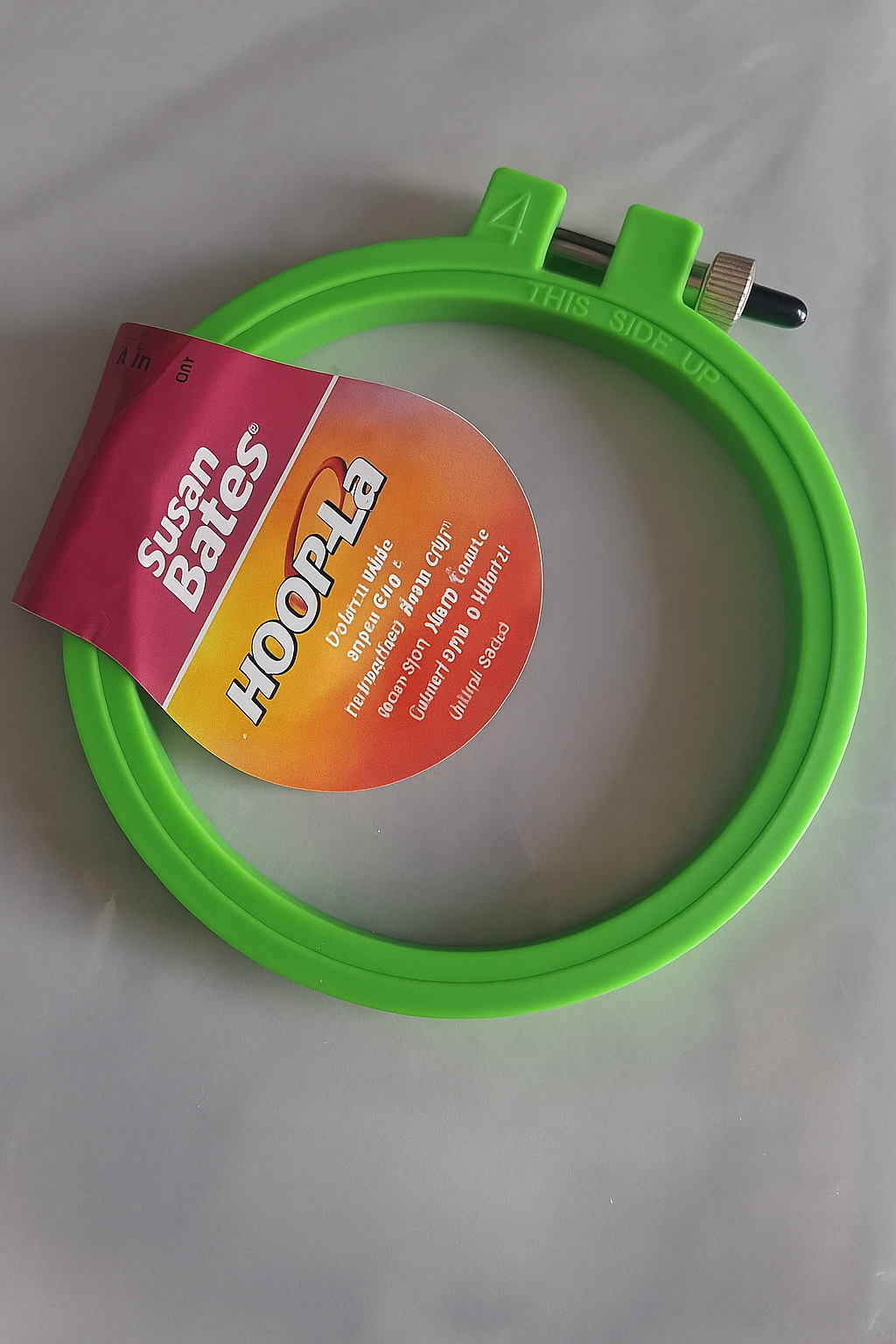 Susan Bates HOOP-La 4" Embroidery Hoop – Neon Green, Super Grip-Lip Design