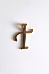 Gold Initial Letter Pendant – Elegant Script Alphabet Charms | A & T
