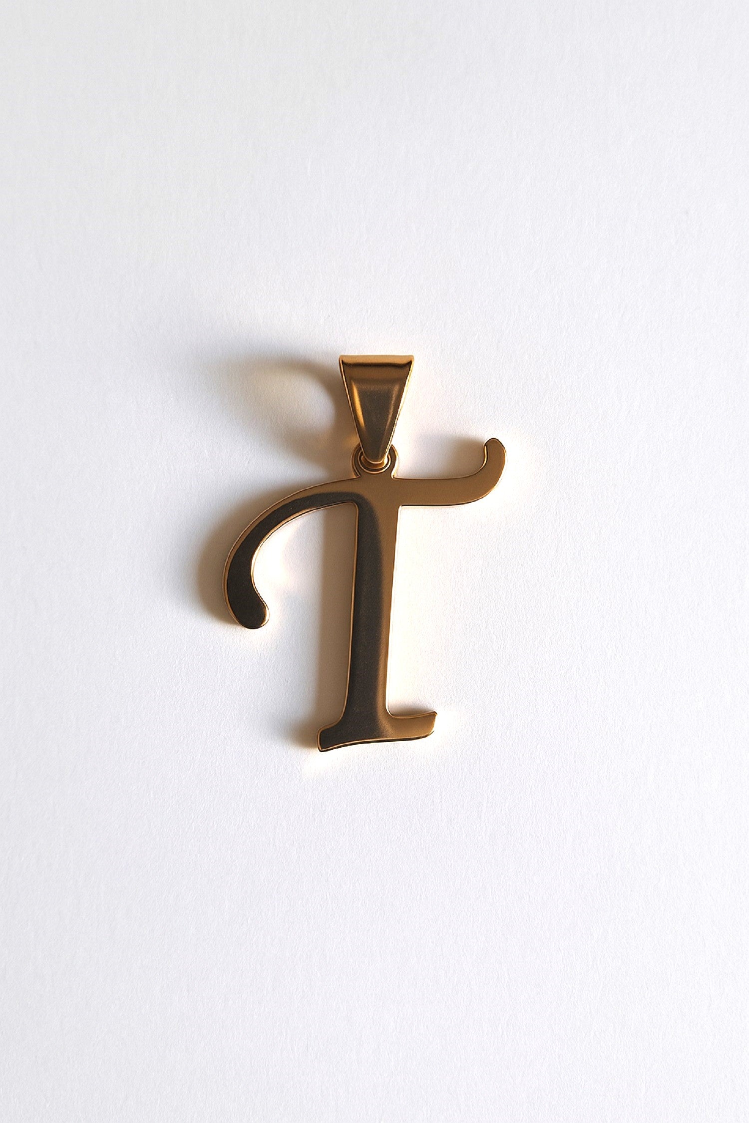 Gold Initial Letter Pendant – Elegant Script Alphabet Charms | A & T