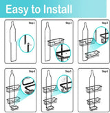 Over the Shower Head Caddy, Hanging Shower Organizer - 3-Tier Organizer W/ Soap Holder & Hooks for Towels, Sponge, Back to Schoo
