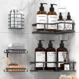 5 Pack Corner Shower Caddy, L-Shape Adhesive Shower Organizer with Soap Holder &Toothpaste Holder, Rustproof Stainless Steel Shower Shelves W/ 16 Hooks, No Drilling Bathroom Organizers Storage Racks