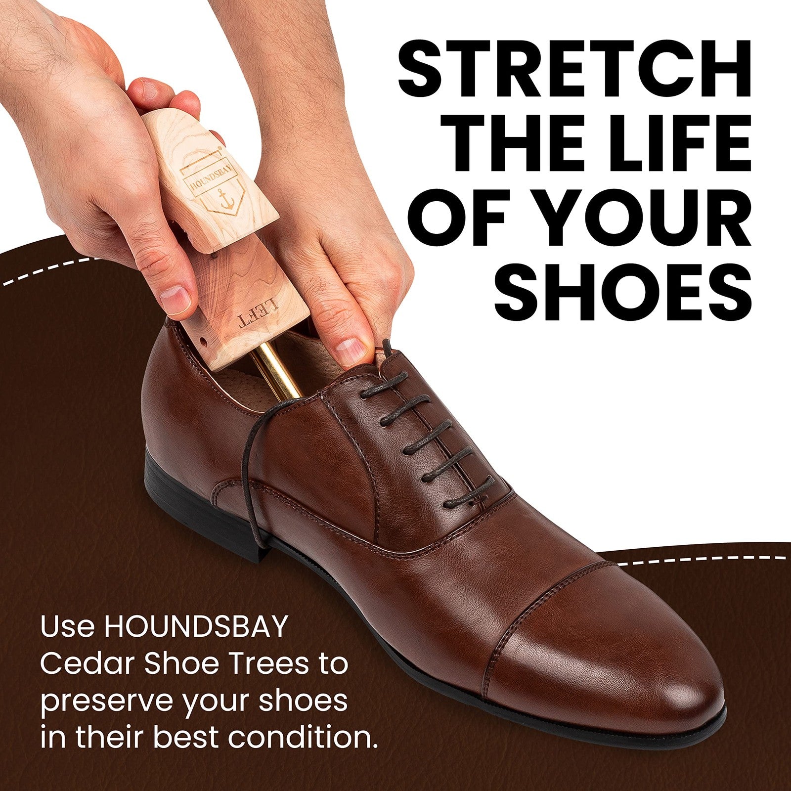 HOUNDSBAY Cedar Shoe Tree - Shoe Trees for Men & Women, Sneakers, Widener & S...