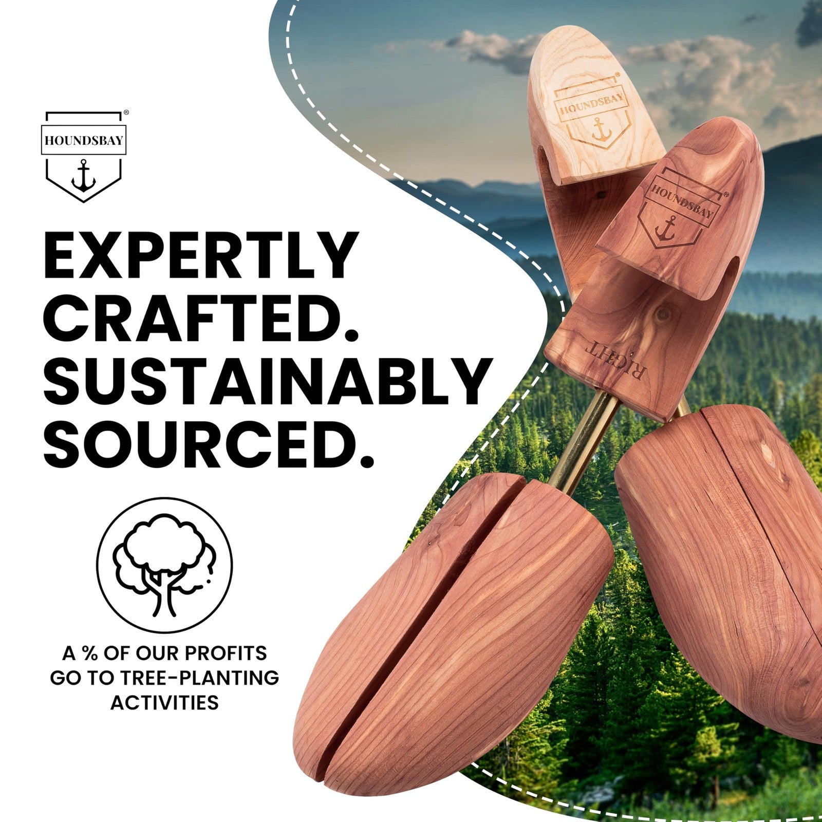 HOUNDSBAY Cedar Shoe Tree - Shoe Trees for Men & Women, Sneakers, Widener & S...