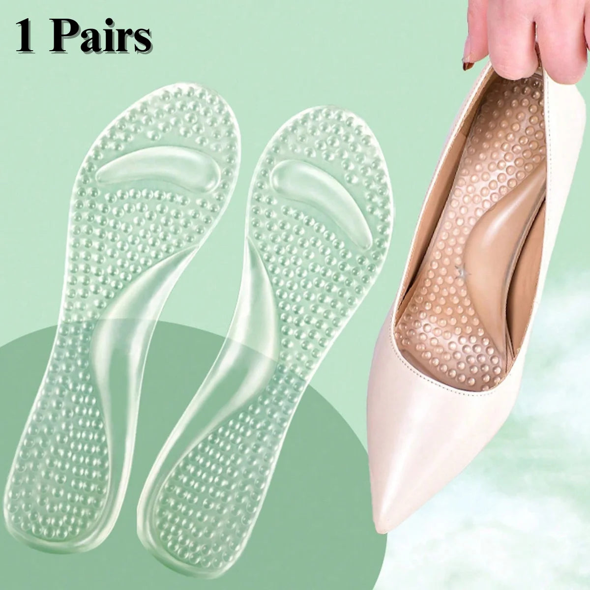 Gel Arch Support Insoles | Non-Slip Shock-Absorbing Inserts with Half-Size Fit, Comfortable Shoe Pads for Women’S Sandals & High