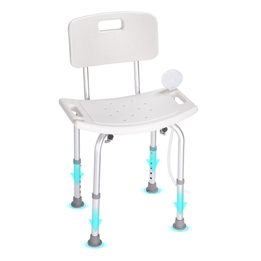 Shower Chair, Height-Adaptable Bath Seat, Non-Slip Bathroom Stool for Shower or Bathtub, Ideal for Seniors, Disabled, and Individuals with Limited Mobility, Supports up to 350 Lbs