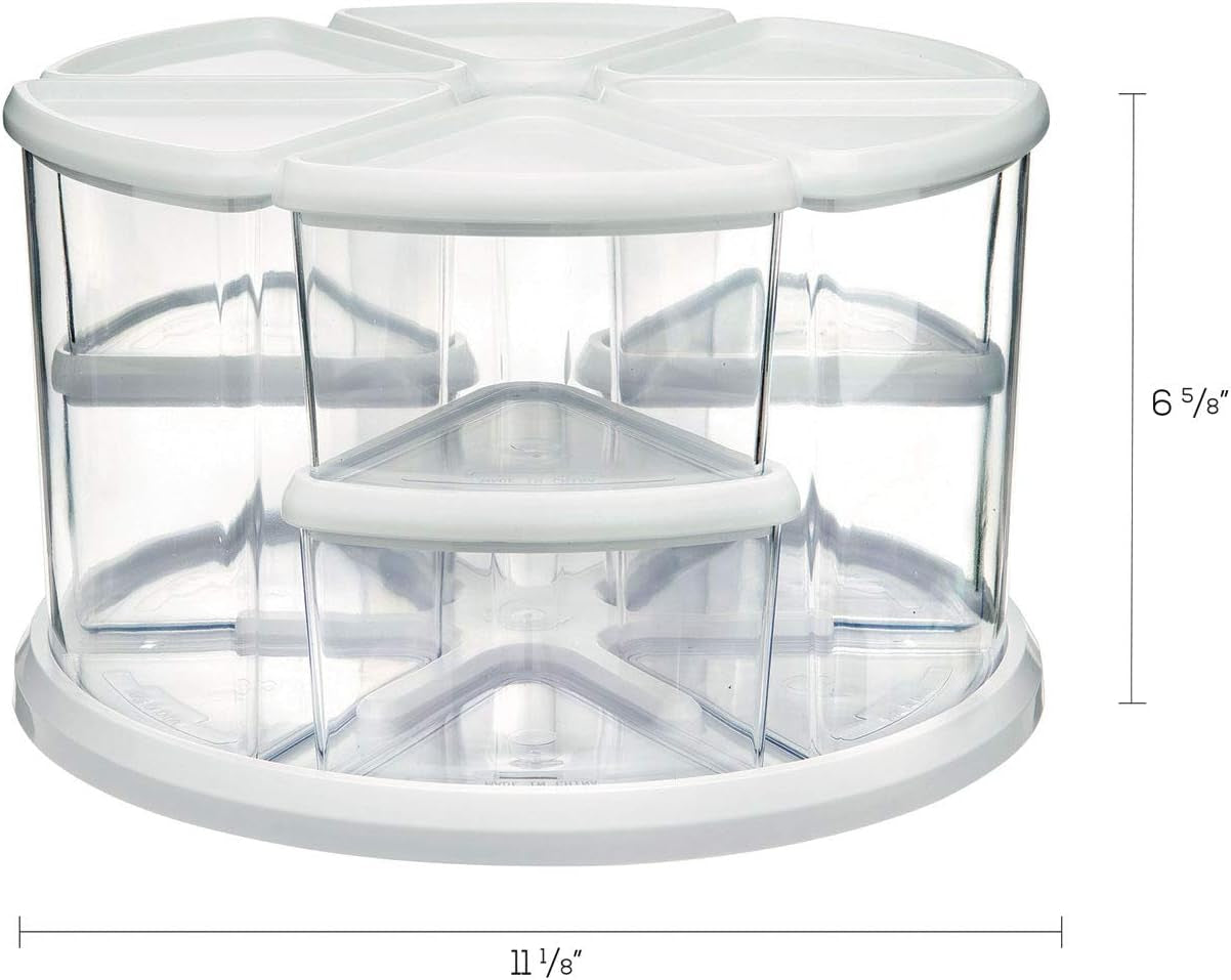 Rotating Carousel Craft Organizer, 9-Canister, Includes 3" and 6" Canisters, Removable, Clear, Lids