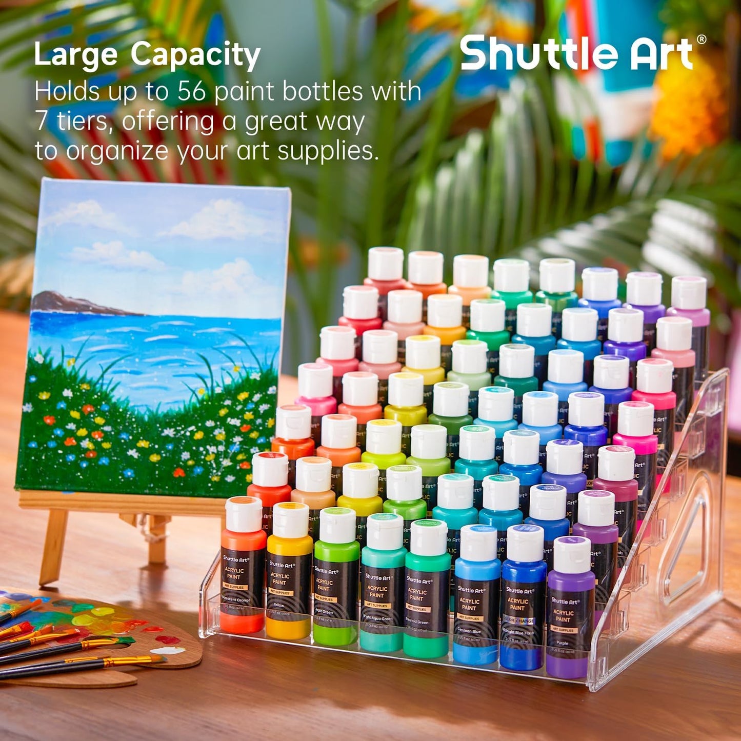 Acrylic Paint Organizer, 7 Layers Clear Storage Rack, Snap on Organizer for Acrylic Paint, Oil Paints, Nail Polish and Craft Supplies