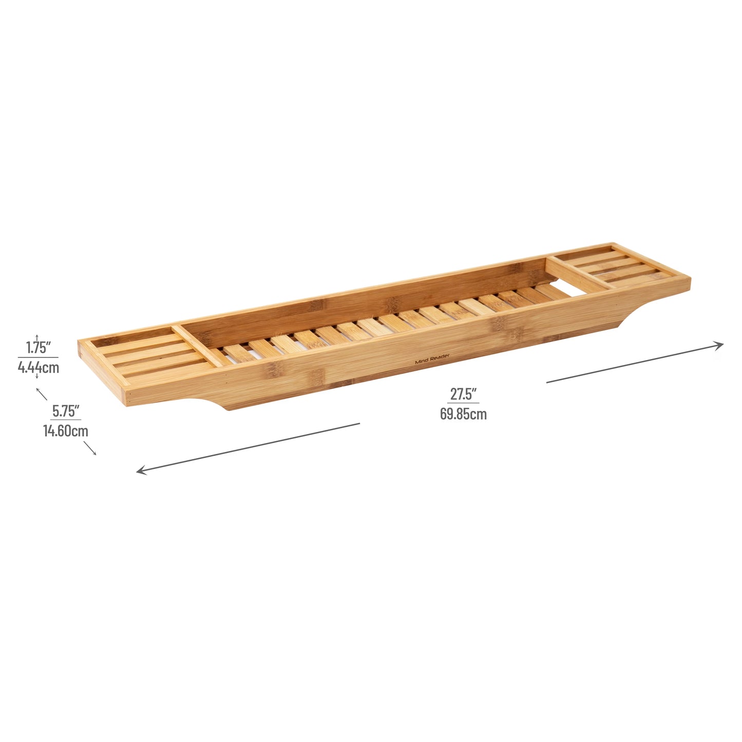 Bathtub Tray, Shower Organizer, Bathroom Accessory, Rayon from Bamboo, 27.5"L X 5.75"W X 1.75"H, Set of 2, Brown