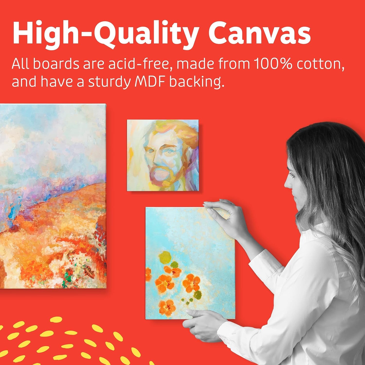 Canvases for Painting 12 Packs - 8 X 10” Blank Canvas 100% Cotton Painting Canvas Panels for Acrylic, Oil & Watercolor Paint for Canvas Painting