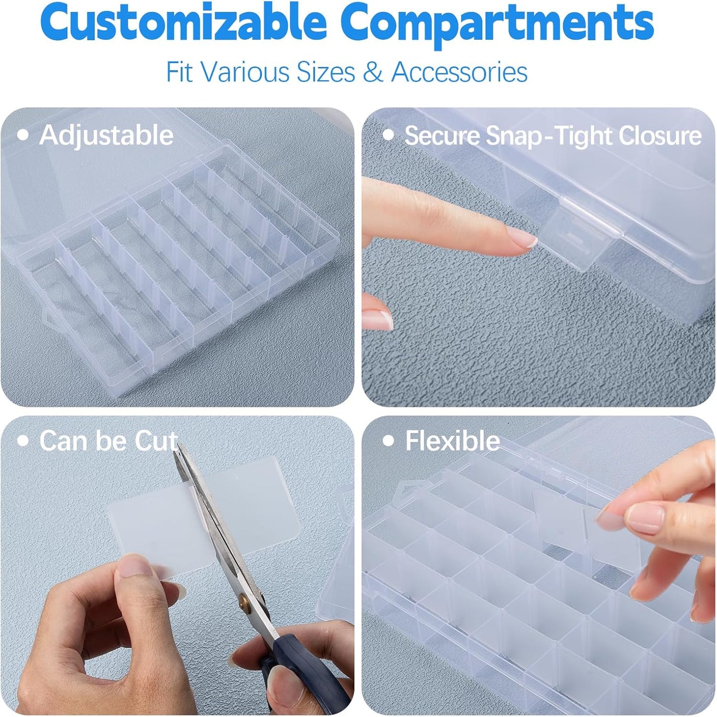Embroidery Floss Organizer Compatible with DMC - Embroidery Thread Organizer Box, Snap-Tight Clear Cross Stitch Thread Storage Box, Removable 36 Compartments, for Small Sewing Supplies Storage