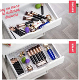 25 PCS Clear Plastic Drawer Organizers Set, 4-Size Versatile Bathroom and Vanity Drawer Organizer Trays, Storage Bins for Makeup, Bedroom, Kitchen Gadgets Utensils and Office Accessories