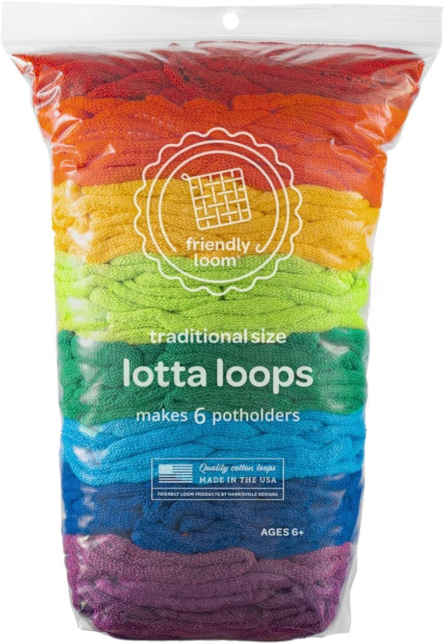Quality Cotton Weaving Loops in Rainbow Colors – 7” Traditional Size | Weave 6 Functional Potholders | Made in the USA