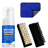White Shoe Cleaner Kit for Sneakers Canvas Nubuck Suede Decontamination Sneaker Cleaner Foam with 2 Brush and 1 Towel Set