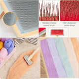 6PCS Wool Blending Board Carding Brush Set, Yarn Making Kit, 4 Wood Craft Sticks Two Brushes for Combing
