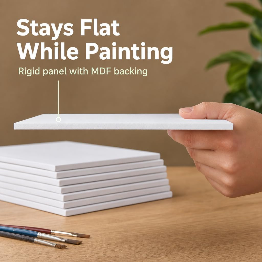 Canvases for Painting 12 Packs - 8 X 10” Blank Canvas 100% Cotton Painting Canvas Panels for Acrylic, Oil & Watercolor Paint for Canvas Painting