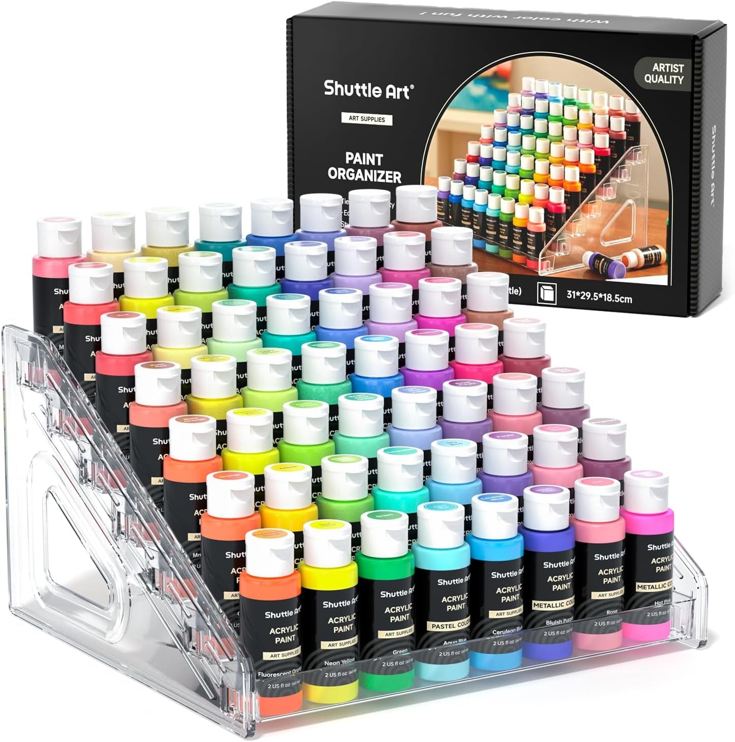 Acrylic Paint Organizer, 7 Layers Clear Storage Rack, Snap on Organizer for Acrylic Paint, Oil Paints, Nail Polish and Craft Supplies
