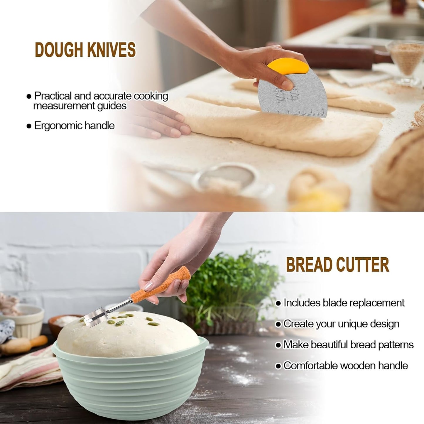 Silicone Banneton Bread Proofing Basket Oval, Sourdough Starter Kit, Bread Making Tool Supplies Accessories, Bowl for Rising Baking round Brotform Set Homemade Essentials (Light Green)
