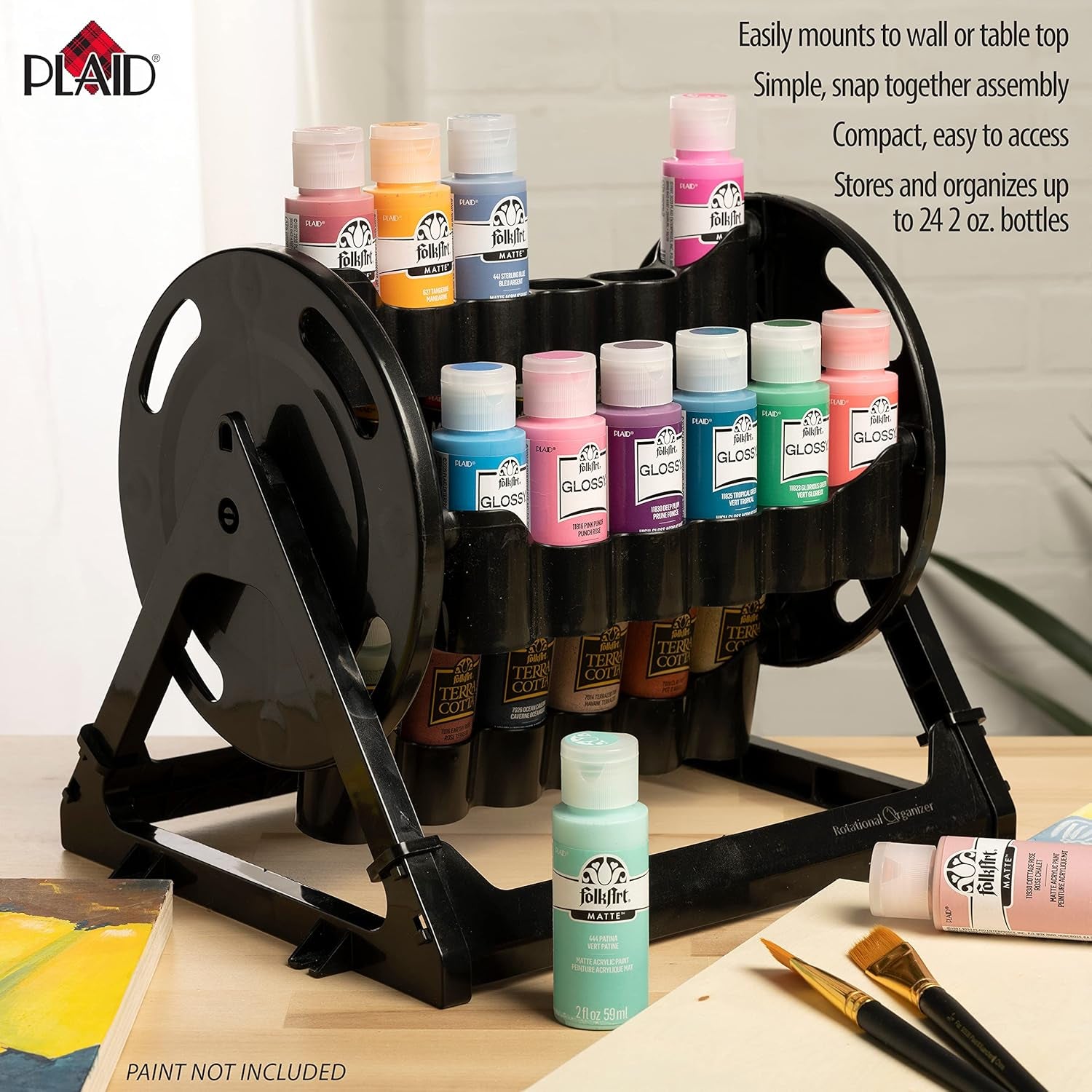 Rotational Organizer for Acrylic Storage, Holds 24 Standard 2 Fl Oz Bottles, DIY Arts & Crafts Organizer, 31100