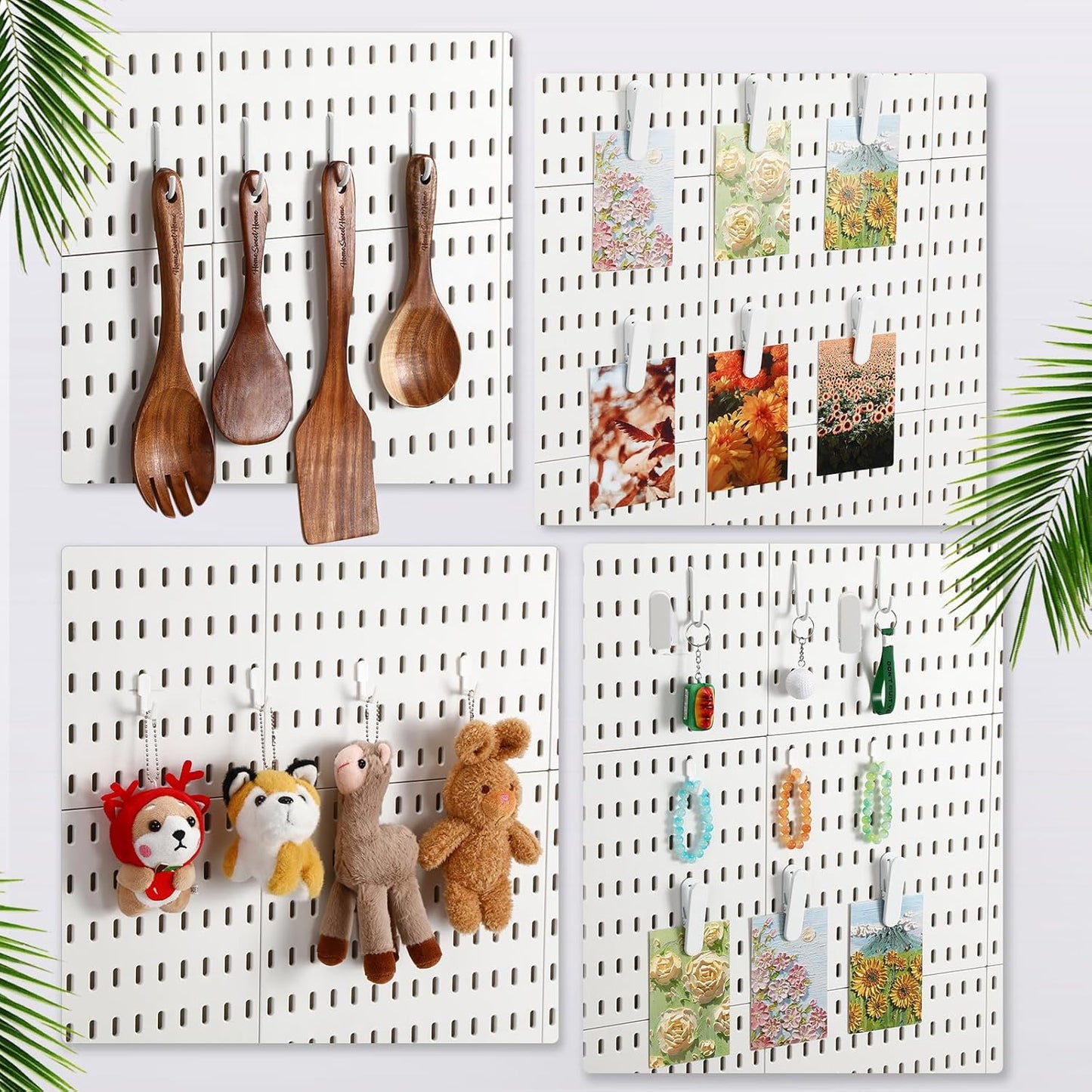 30Pcs Pegboard Accessories 10 Clips 20 Hooks, Peg Board Accessory Kit for Wall Organizer Compatible with IKEA Skadis Pegboard, for Wall Organizer, Crafts Organization, Ornaments Display