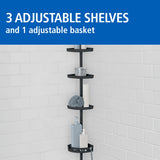 4-Tier Black Tension Pole Shower Caddy Organizer