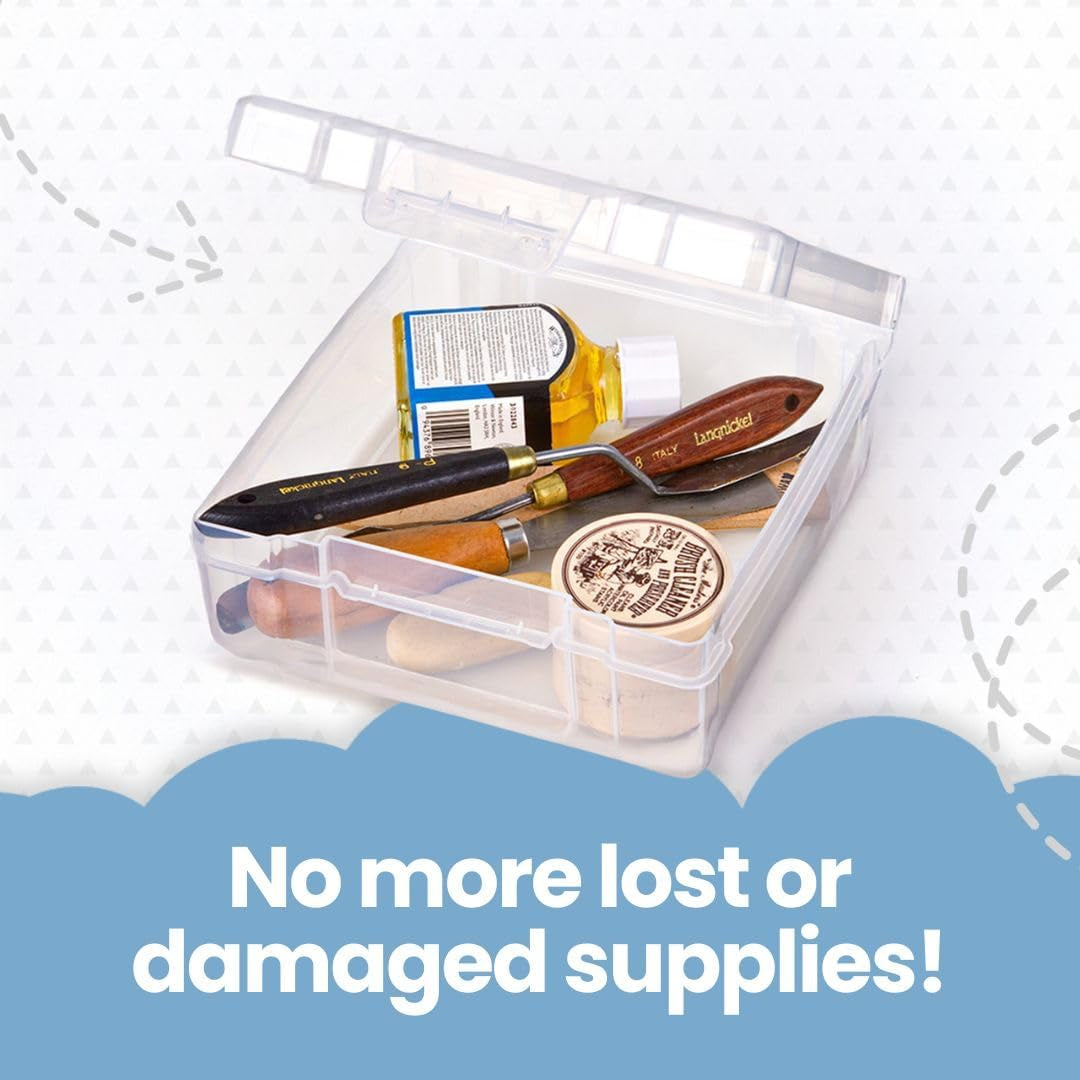 6913AB-2 Portable Art & Craft Organizer with Handle | 4-Piece Craft Storage Containers Set - Scrapbook Boxes | Durable Art Supply Storage Organizer for Crafting (2 Pcs 12X12 + 2 Pcs 6X6)