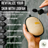 SERRENTO Natural Loofah Shower Body Scrubber for Men, Egyptian Luffa Sponge Exfoliating Loofah, Body Sponges for Shower, Hygiene Essentials, Bath Loofahs Scrubber Shower Tool - 2PCS Black & White Set