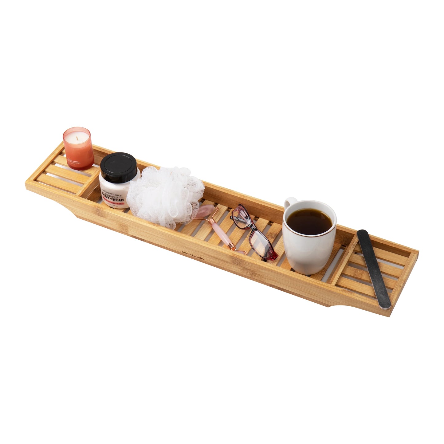 Bathtub Tray, Shower Organizer, Bathroom Accessory, Rayon from Bamboo, 27.5"L X 5.75"W X 1.75"H, Set of 2, Brown