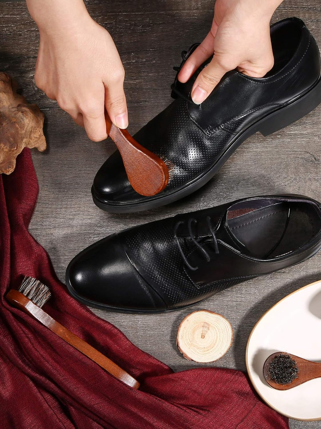 3 Pieces Horsehair Polish Applicator Brush Kit Saddle Soap Shoe Shine Brush Leather Boot Clean Dauber Applicators