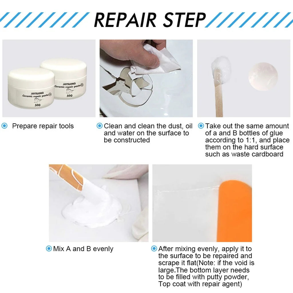 Tile and Shower Repair Kit for White Surfaces - Easy-To-Use, Water-Resistant Epoxy Acrylic for Chips, Scratches, and Cracks on Fiberglass, Acrylic, Ceramic, and More
