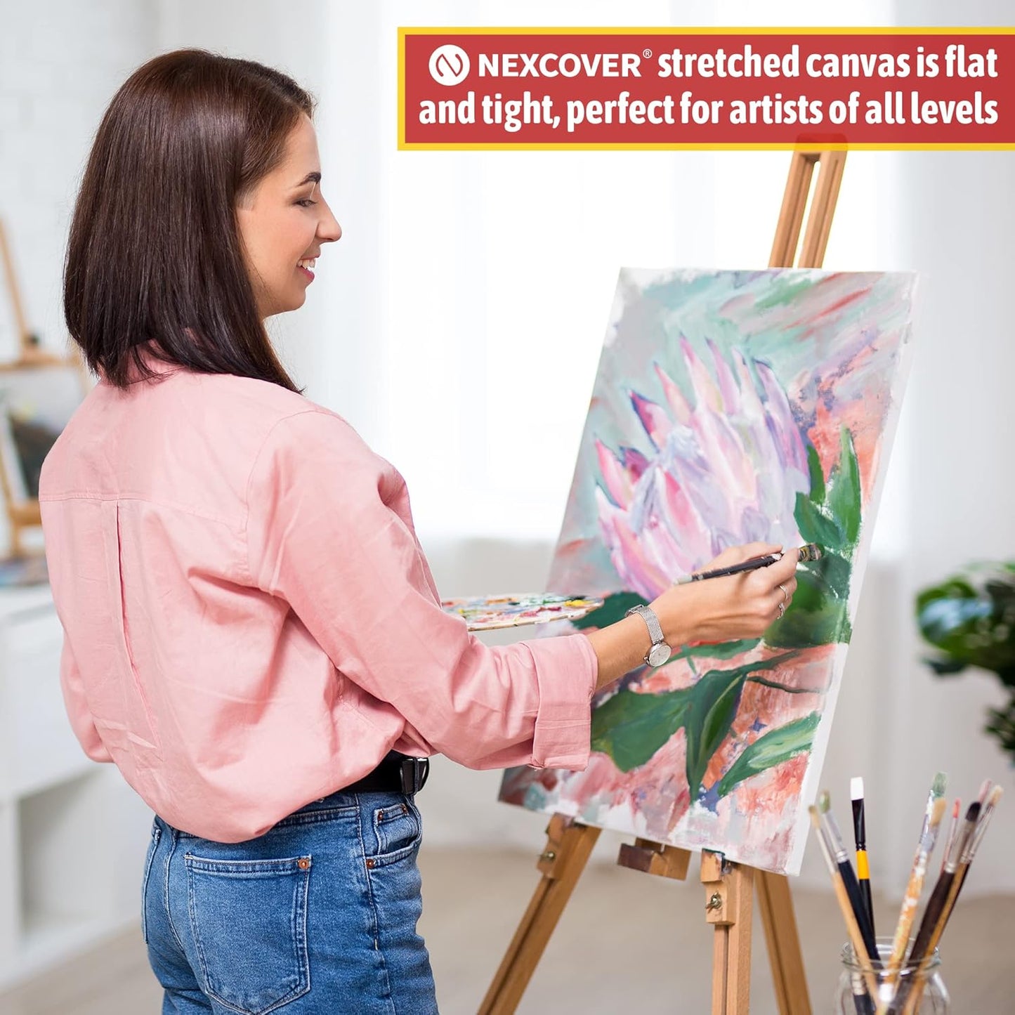 Stretched Canvas - 8 Pack 11X14 Inch, 5/8" Profile Thick Pinewood Frame, Blank White Painting Canvas for Acrylic Oil Tempera Gouache Paint, for Beginners Kids Students Artists DIY Craft/Decor