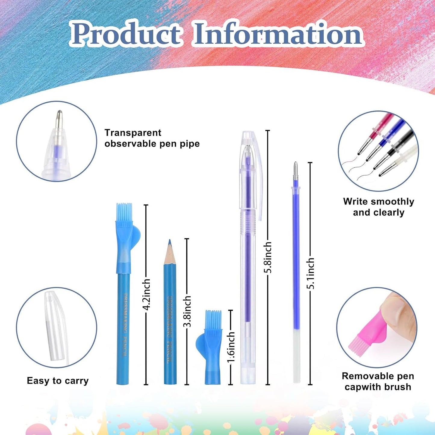 Tailors Chalk Heat Erasable Pens for Fabric Pencils for Sewing, Fabric Markers Chalk for Quilting, 26 Pcs Sewing Accessories Supplies