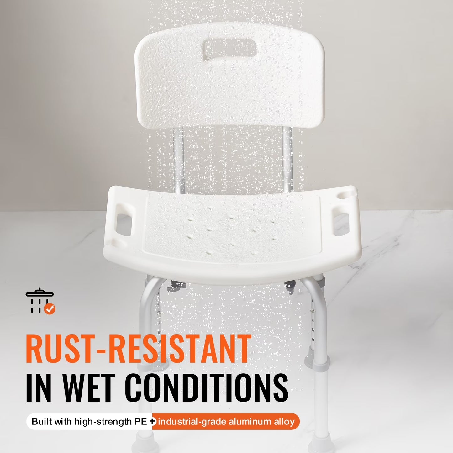Shower Chair, Height-Adaptable Bath Seat, Non-Slip Bathroom Stool for Shower or Bathtub, Ideal for Seniors, Disabled, and Individuals with Limited Mobility, Supports up to 350 Lbs